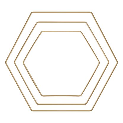Metallringe Hexagon sortiert, je 1x20cm, 25cm, 30cm gold